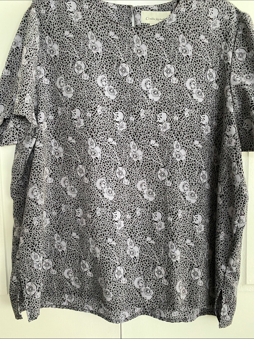Charles River Apparel Lilac and Black Floral-Print Top
